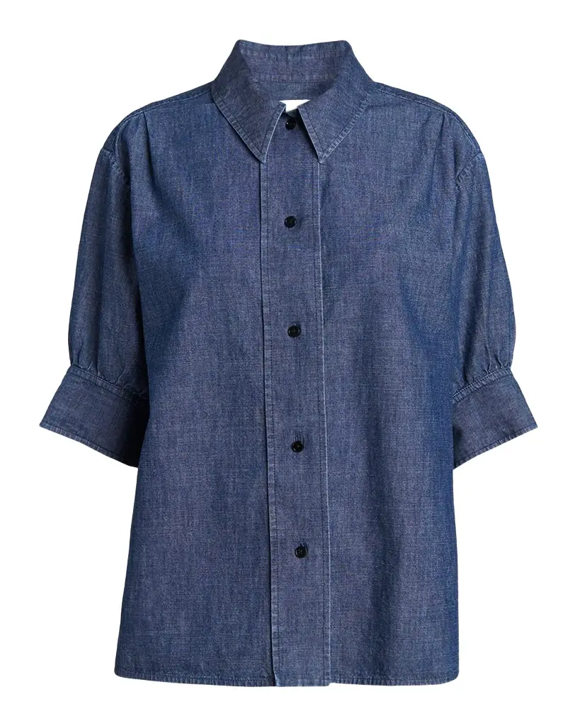 Short-Sleeve Chambray Button-Down Shirt