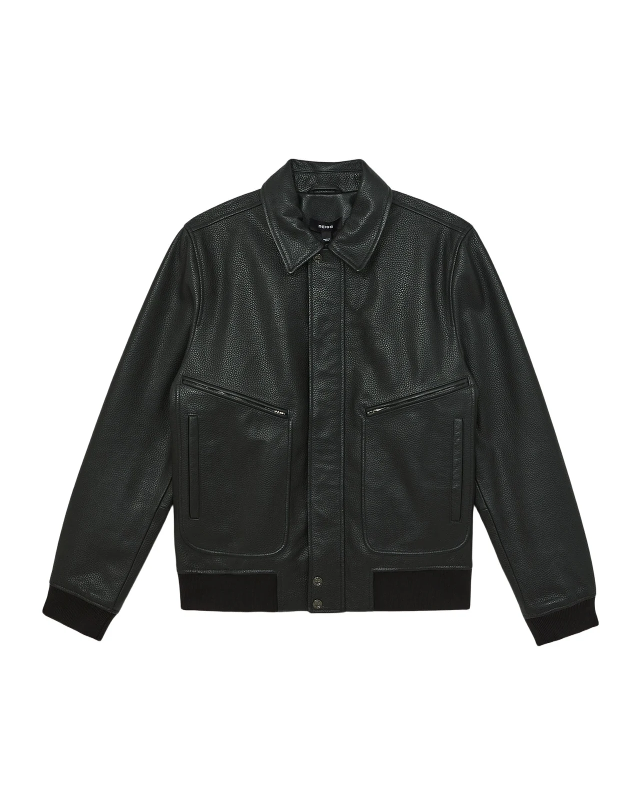 Reiss Men's Purleigh Grained Leather Full-Zip Jacket