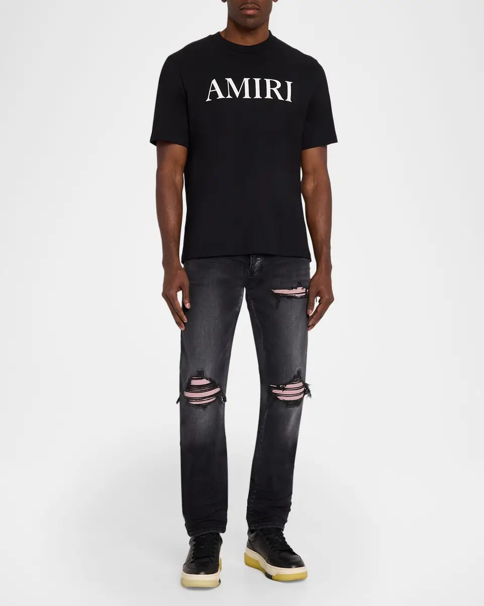 AMIRI Men's Mx1 Ultrasuede-Repaired Stretch Denim Jeans | Thumbnail 2 AMIRI Men's Mx1 Ultrasuede-Repaired Stretch Denim Jeans | Thumbnail 2
