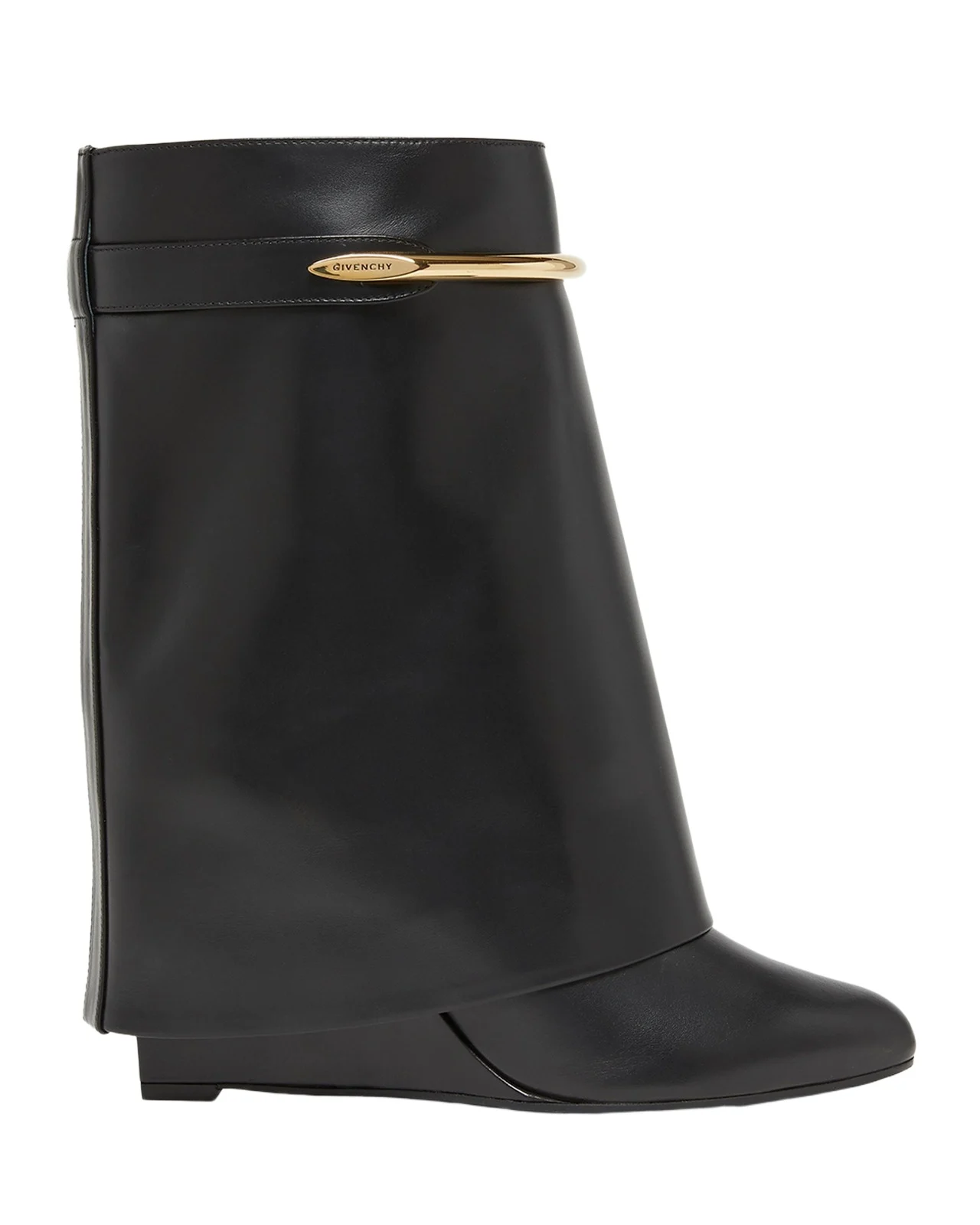 Shark Pinch Draped Leather Wedge Ankle Boots Shark Pinch Draped Leather Wedge Ankle Boots