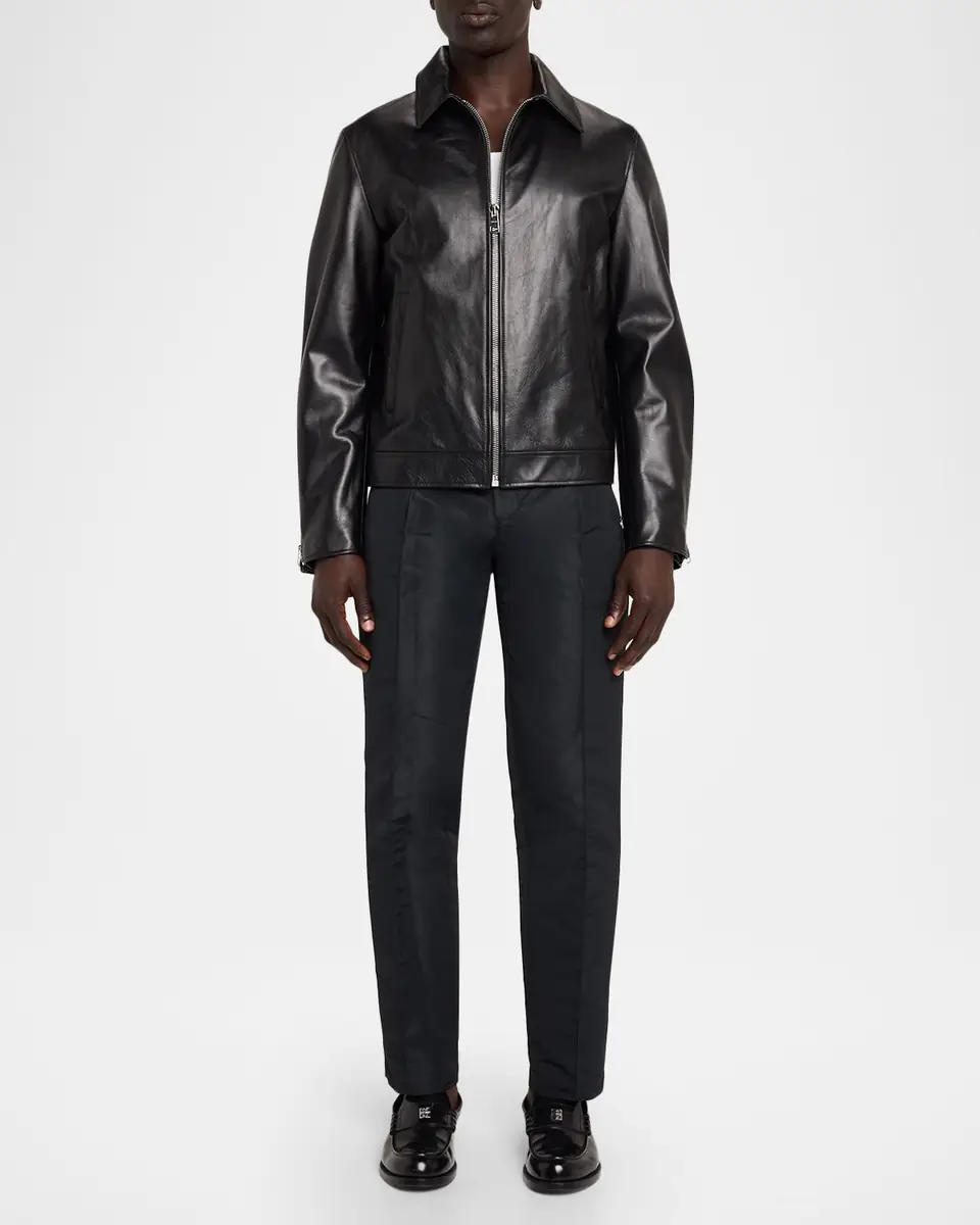 Givenchy Men's Leather Full-Zip Biker Jacket | Thumbnail 2 Givenchy Men's Leather Full-Zip Biker Jacket | Thumbnail 2