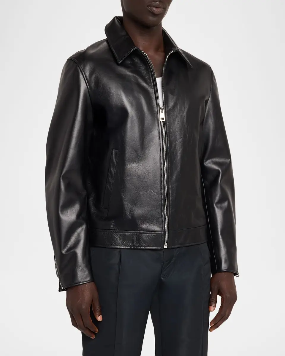 Givenchy Men's Leather Full-Zip Biker Jacket | Thumbnail 4 Givenchy Men's Leather Full-Zip Biker Jacket | Thumbnail 4