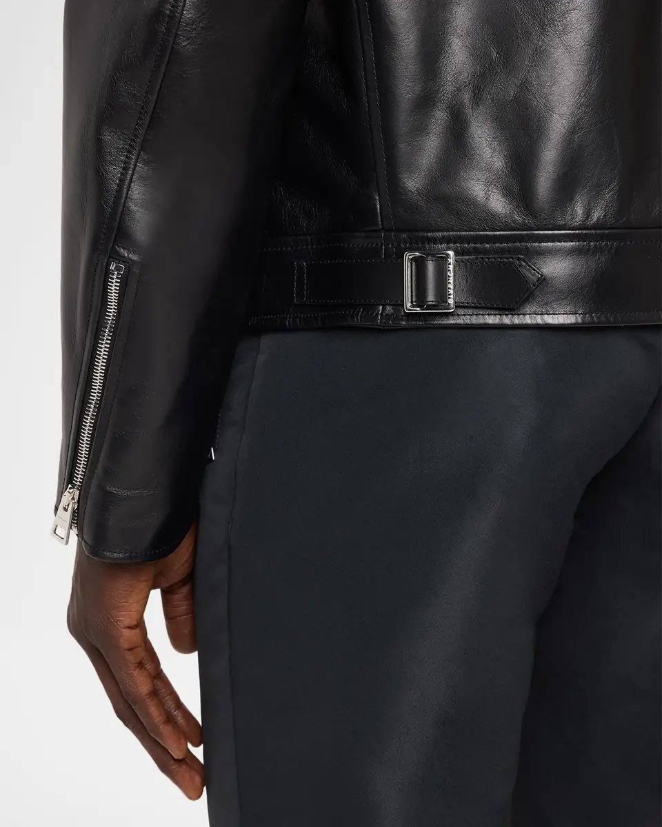 Givenchy Men's Leather Full-Zip Biker Jacket | Thumbnail 5 Givenchy Men's Leather Full-Zip Biker Jacket | Thumbnail 5