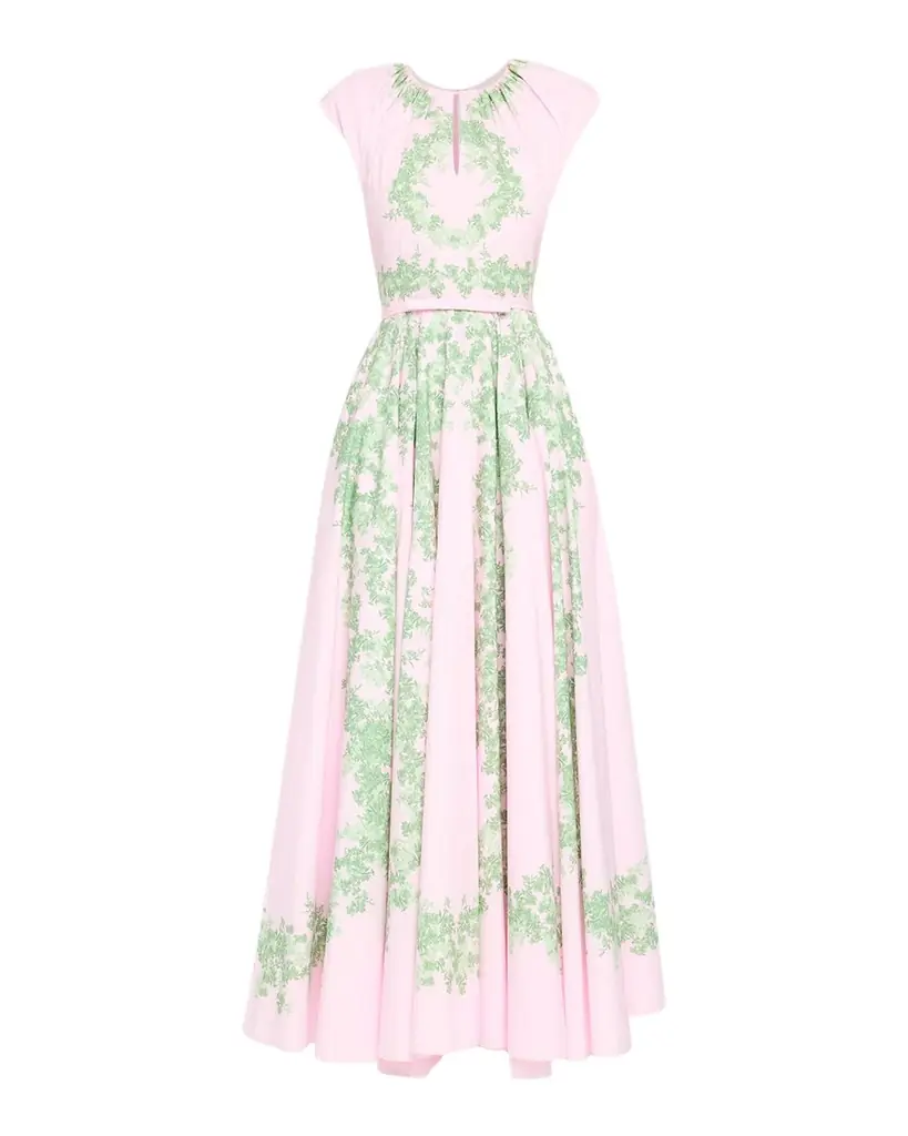 Giambattista Valli Garland Cotton Gathered Cap-Sleeve Maxi Dress | Image 1 Giambattista Valli Garland Cotton Gathered Cap-Sleeve Maxi Dress | Image 1