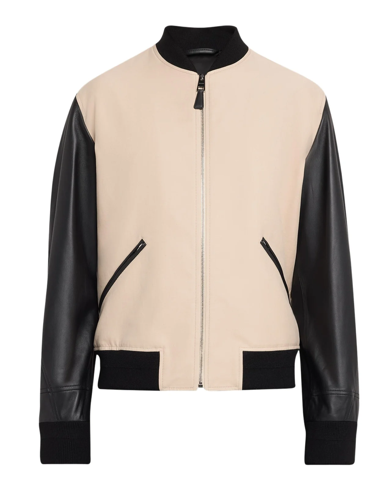 Men's Mixed-Material Logo Bomber Jacket Men's Mixed-Material Logo Bomber Jacket