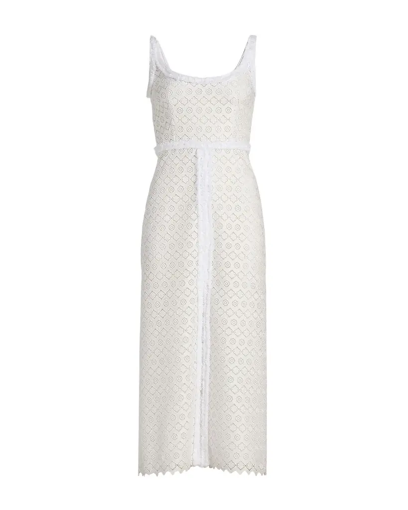 Floral Macramé Sleeveless Midi Dress