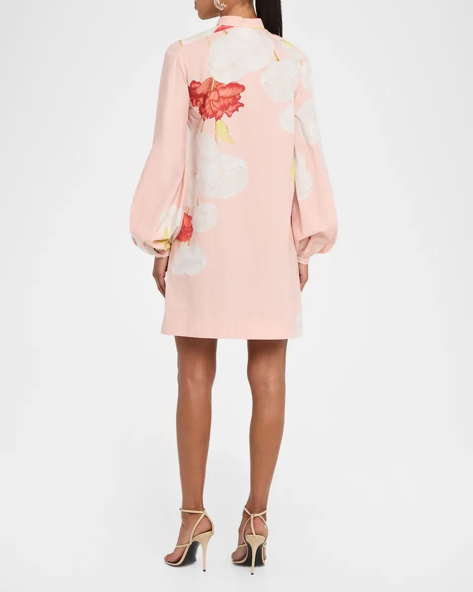 Giambattista Valli Floral-Print Cotton Balloon-Sleeve Mini Shirtdress | Thumbnail 3 Giambattista Valli Floral-Print Cotton Balloon-Sleeve Mini Shirtdress | Thumbnail 3
