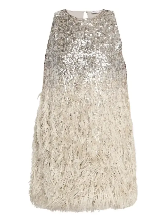 Degrade Feather Sequined Fil Coupe Mini Dress