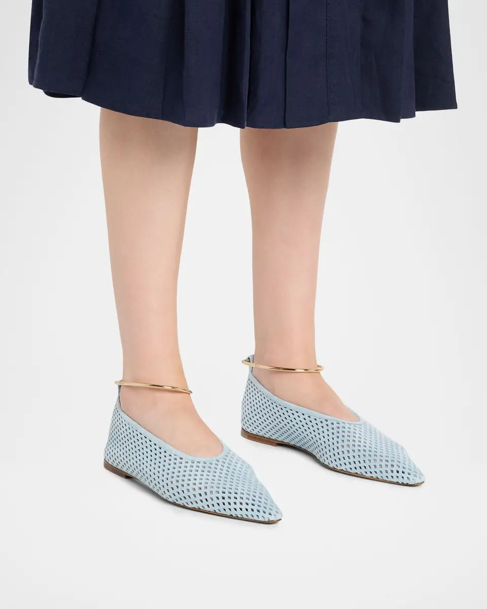 Jil Sander Ring Perforated Suede Ballerina Flats | Thumbnail 2