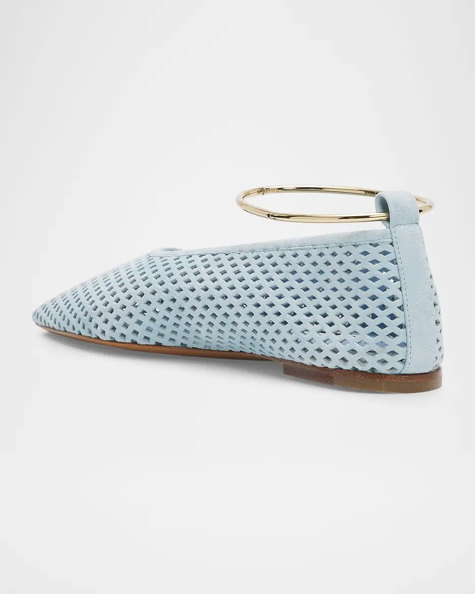Jil Sander Ring Perforated Suede Ballerina Flats | Thumbnail 4