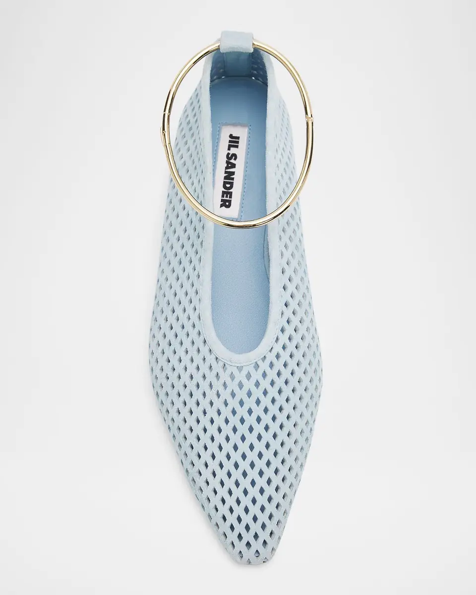 Jil Sander Ring Perforated Suede Ballerina Flats | Thumbnail 6