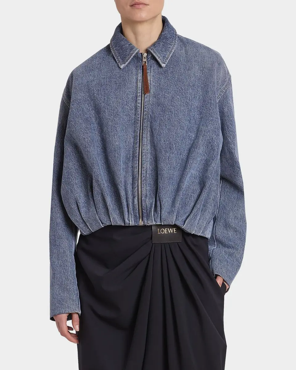 Loewe Draped Denim Bomber Jacket | Thumbnail 3 Loewe Draped Denim Bomber Jacket | Thumbnail 3