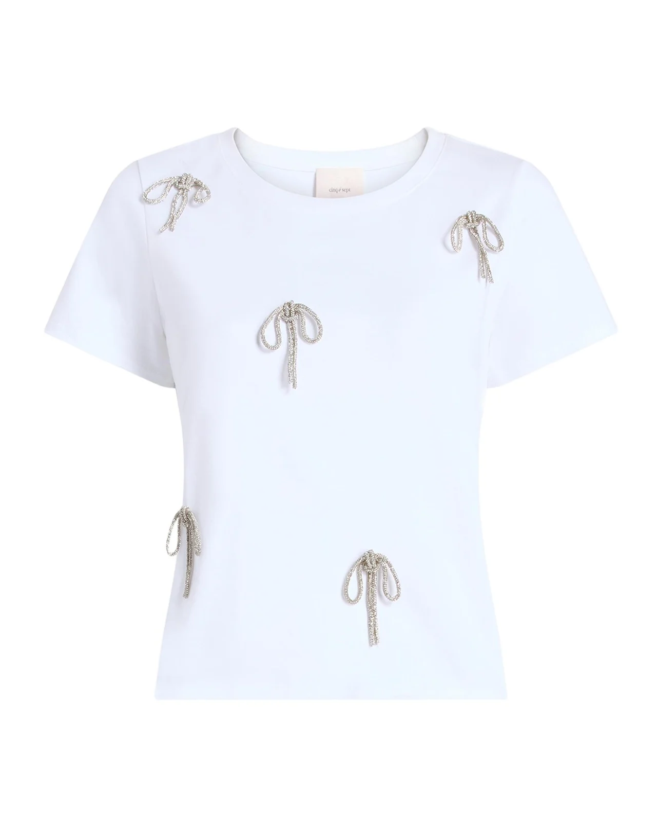 Corded Rhinestone Bow Shrunken Tee Corded Rhinestone Bow Shrunken Tee
