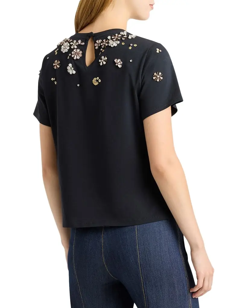 Cinq à Sept Tumbling Flowers Shrunken T-Shirt | Image 1 Cinq à Sept Tumbling Flowers Shrunken T-Shirt | Image 1