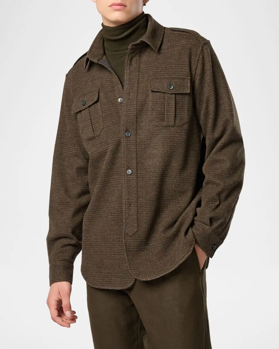 Sease Men's Felpa Generale Prince of Wales Overshirt | Thumbnail 2