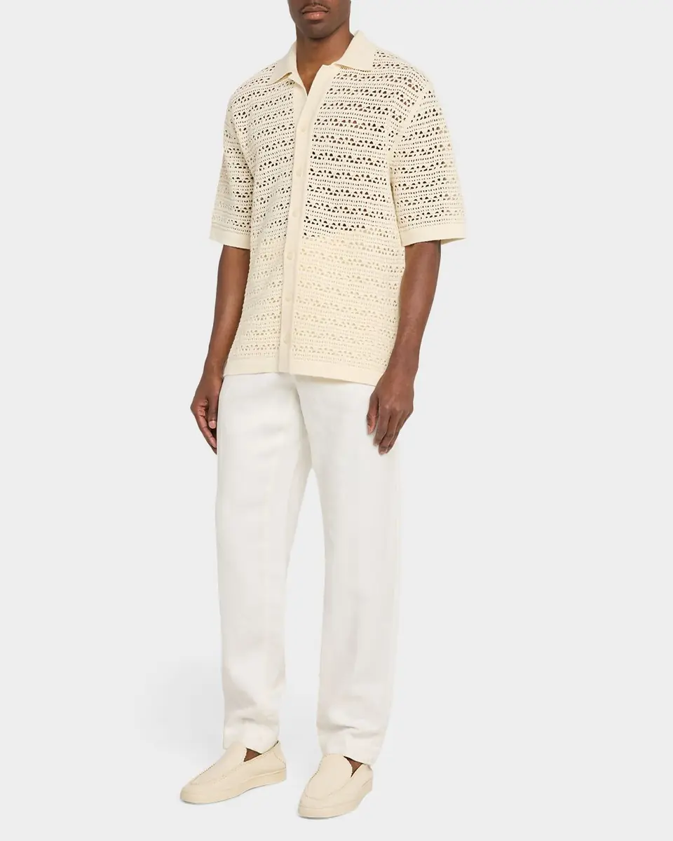 Dolce & Gabbana Men's Crochet Short-Sleeve Button-Down Shirt | Thumbnail 2 Dolce & Gabbana Men's Crochet Short-Sleeve Button-Down Shirt | Thumbnail 2