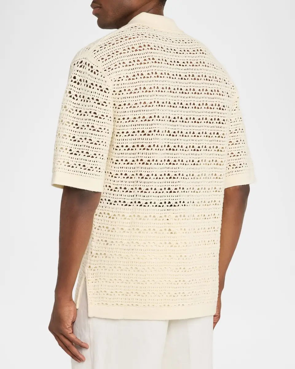 Dolce & Gabbana Men's Crochet Short-Sleeve Button-Down Shirt | Thumbnail 3 Dolce & Gabbana Men's Crochet Short-Sleeve Button-Down Shirt | Thumbnail 3