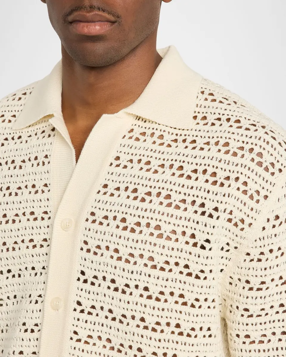 Dolce & Gabbana Men's Crochet Short-Sleeve Button-Down Shirt | Thumbnail 5 Dolce & Gabbana Men's Crochet Short-Sleeve Button-Down Shirt | Thumbnail 5