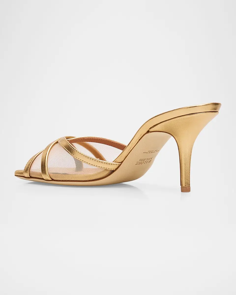 Malone Souliers 70mm Perla Metallic Leather and Mesh Sandals | Thumbnail 2 Malone Souliers 70mm Perla Metallic Leather and Mesh Sandals | Thumbnail 2