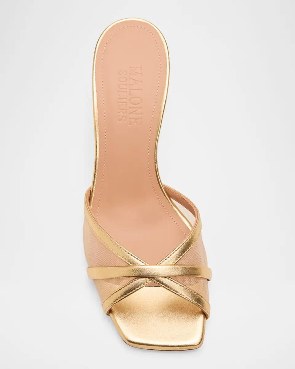 Malone Souliers 70mm Perla Metallic Leather and Mesh Sandals | Thumbnail 4 Malone Souliers 70mm Perla Metallic Leather and Mesh Sandals | Thumbnail 4