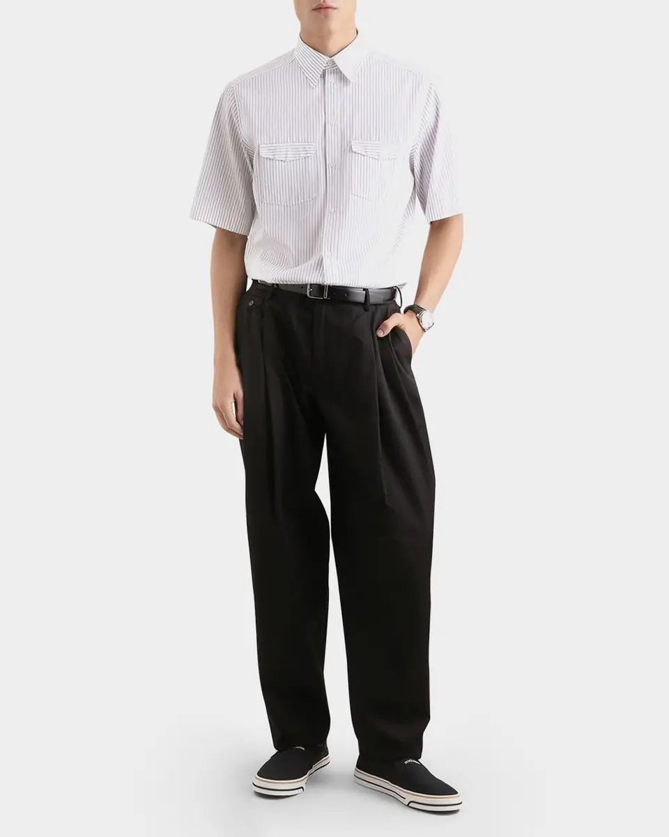 Dolce & Gabbana Men's Stripe Cotton Poplin Short-Sleeve Shirt | Thumbnail 2 Dolce & Gabbana Men's Stripe Cotton Poplin Short-Sleeve Shirt | Thumbnail 2