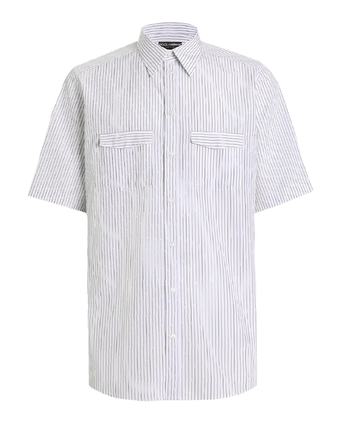 Men's Stripe Cotton Poplin Short-Sleeve Shirt