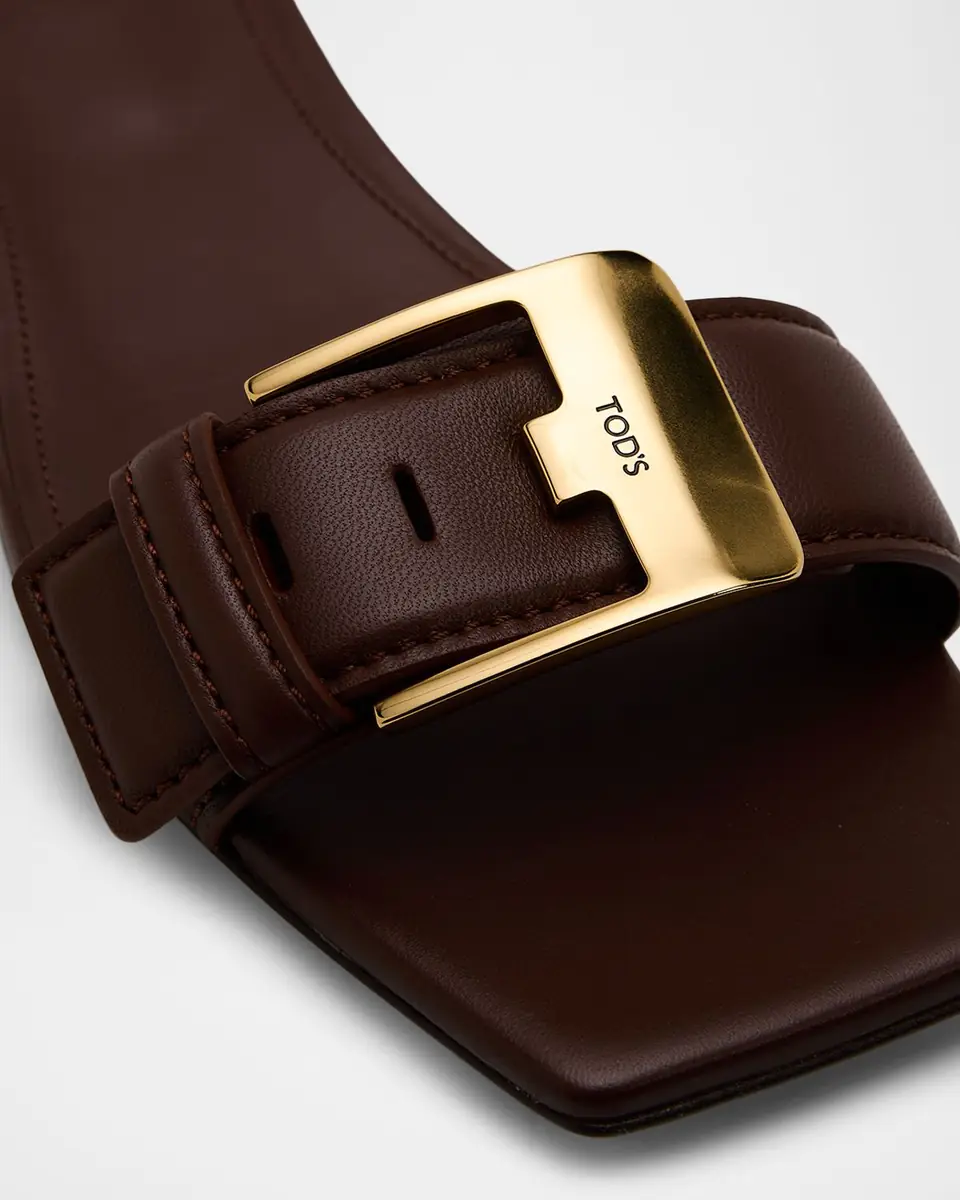 Tod's Buckle Nappa Leather Flat Slide Sandals | Thumbnail 5 Tod's Buckle Nappa Leather Flat Slide Sandals | Thumbnail 5