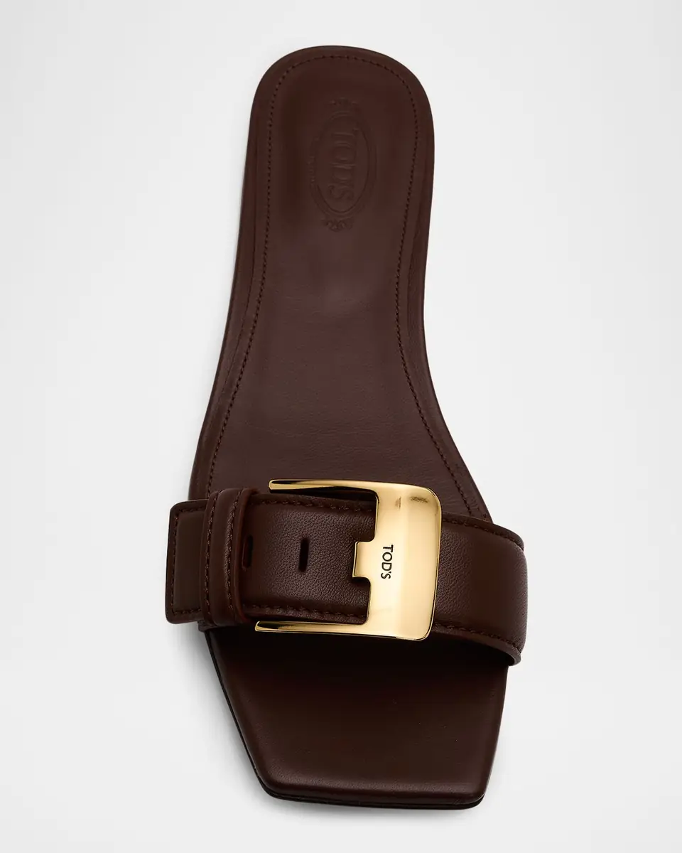 Tod's Buckle Nappa Leather Flat Slide Sandals | Thumbnail 6 Tod's Buckle Nappa Leather Flat Slide Sandals | Thumbnail 6