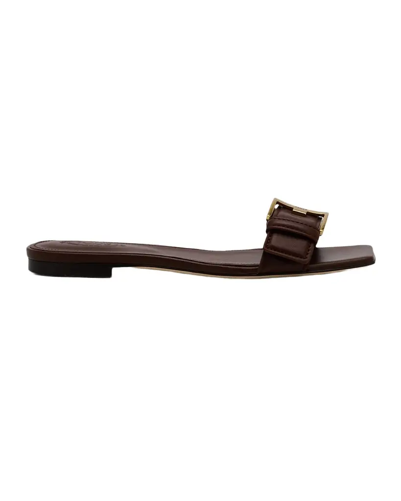 Tod's Buckle Nappa Leather Flat Slide Sandals | Image 1 Tod's Buckle Nappa Leather Flat Slide Sandals | Image 1