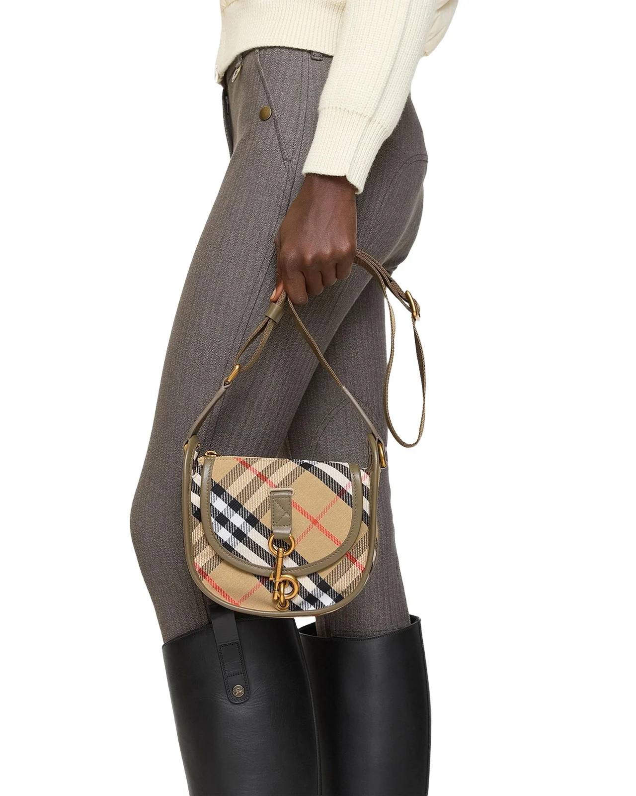 Burberry Mini B Clip Check Messenger Bag