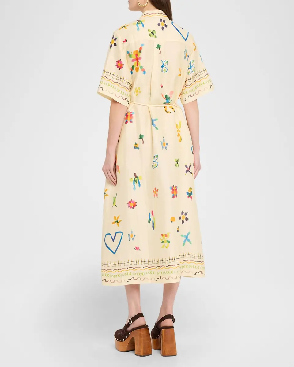 ALÉMAIS Sidi Printed Linen-Blend Midi Shirtdress | Thumbnail 3
