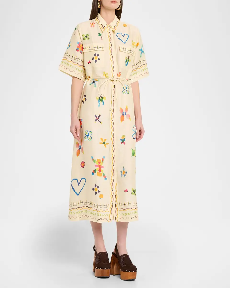 ALÉMAIS Sidi Printed Linen-Blend Midi Shirtdress | Thumbnail 4