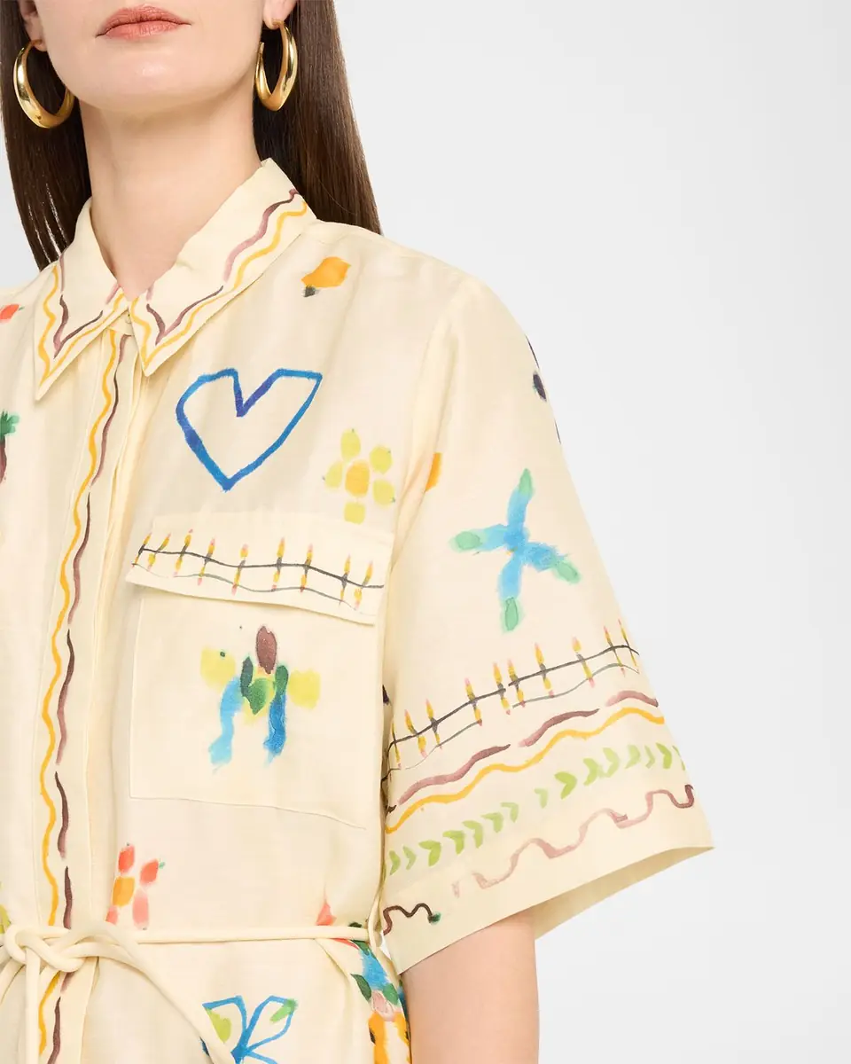 ALÉMAIS Sidi Printed Linen-Blend Midi Shirtdress | Thumbnail 5