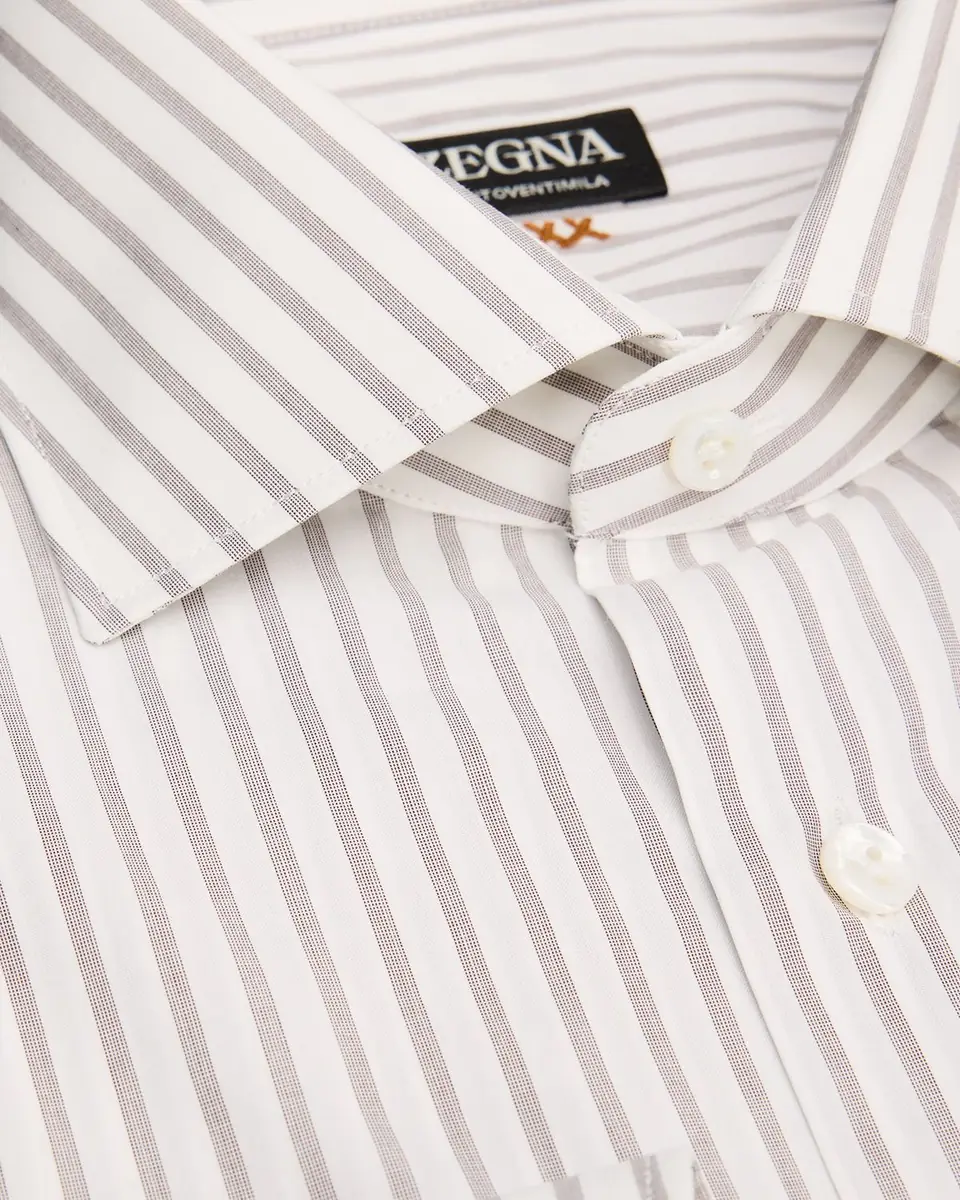 Zegna Men's Centoventimila Cotton Stripe Dress Shirt | Thumbnail 2 Zegna Men's Centoventimila Cotton Stripe Dress Shirt | Thumbnail 2