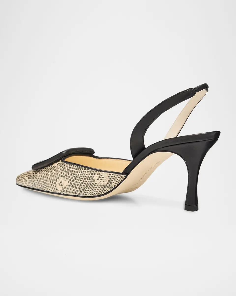 Manolo Blahnik 70mm Mayslibi Embossed Leather Slingback Pumps | Thumbnail 4
