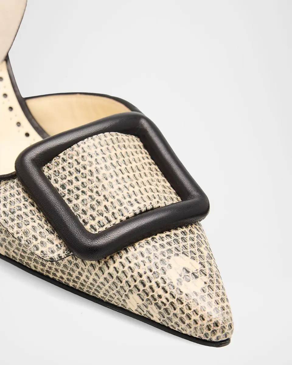 Manolo Blahnik 70mm Mayslibi Embossed Leather Slingback Pumps | Thumbnail 5