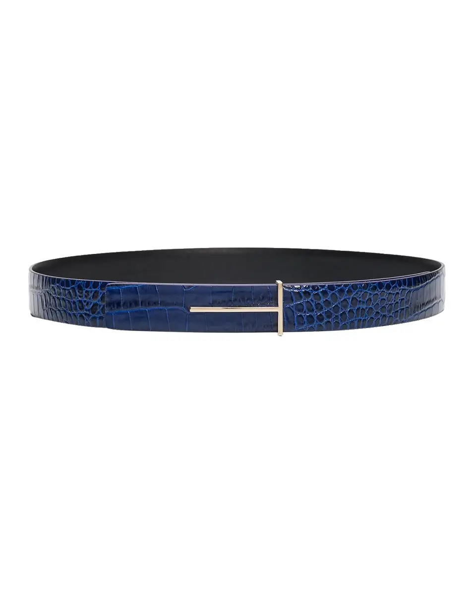 Tom Ford Slim T Croc-Embossed Leather Belt | Thumbnail 3