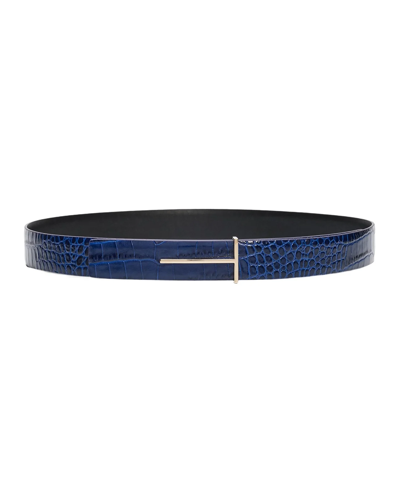 Slim T Croc-Embossed Leather Belt Slim T Croc-Embossed Leather Belt