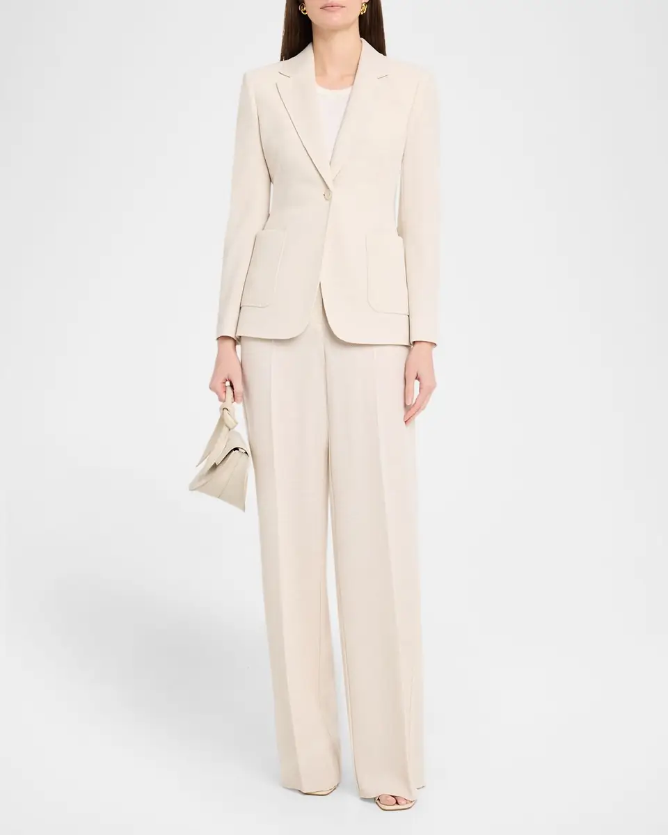 Max Mara Attinia Wide-Leg Wool Pique Trousers | Thumbnail 2