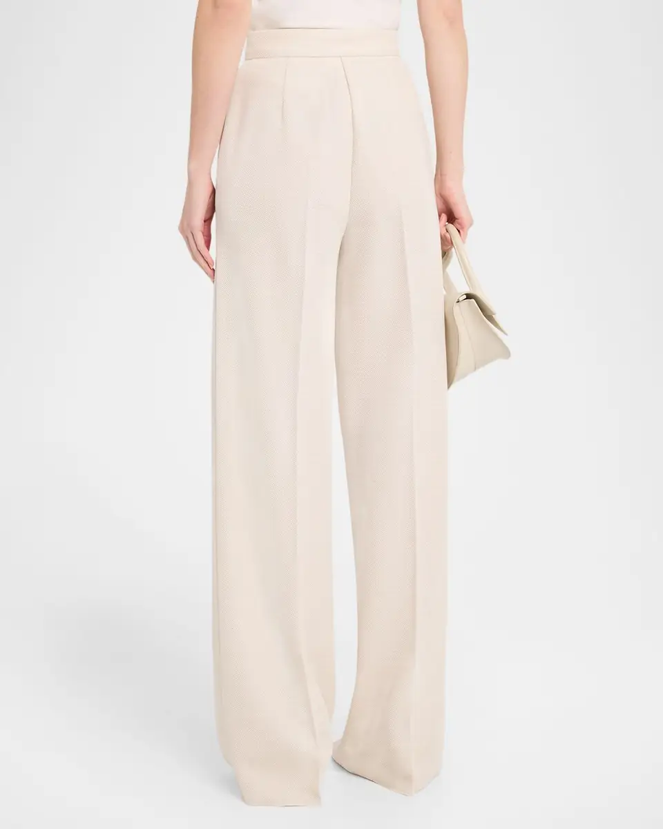 Max Mara Attinia Wide-Leg Wool Pique Trousers | Thumbnail 3