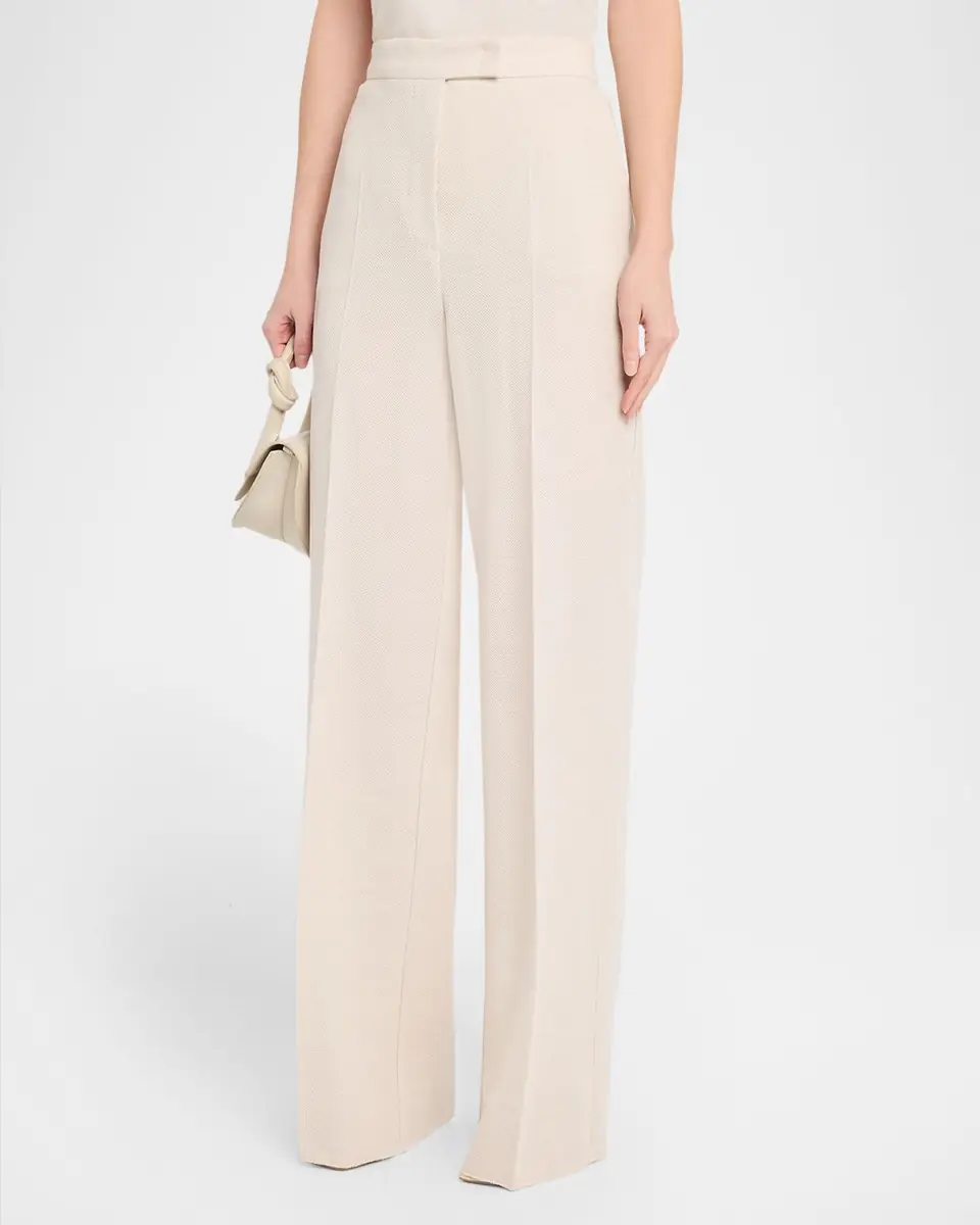 Max Mara Attinia Wide-Leg Wool Pique Trousers | Thumbnail 4