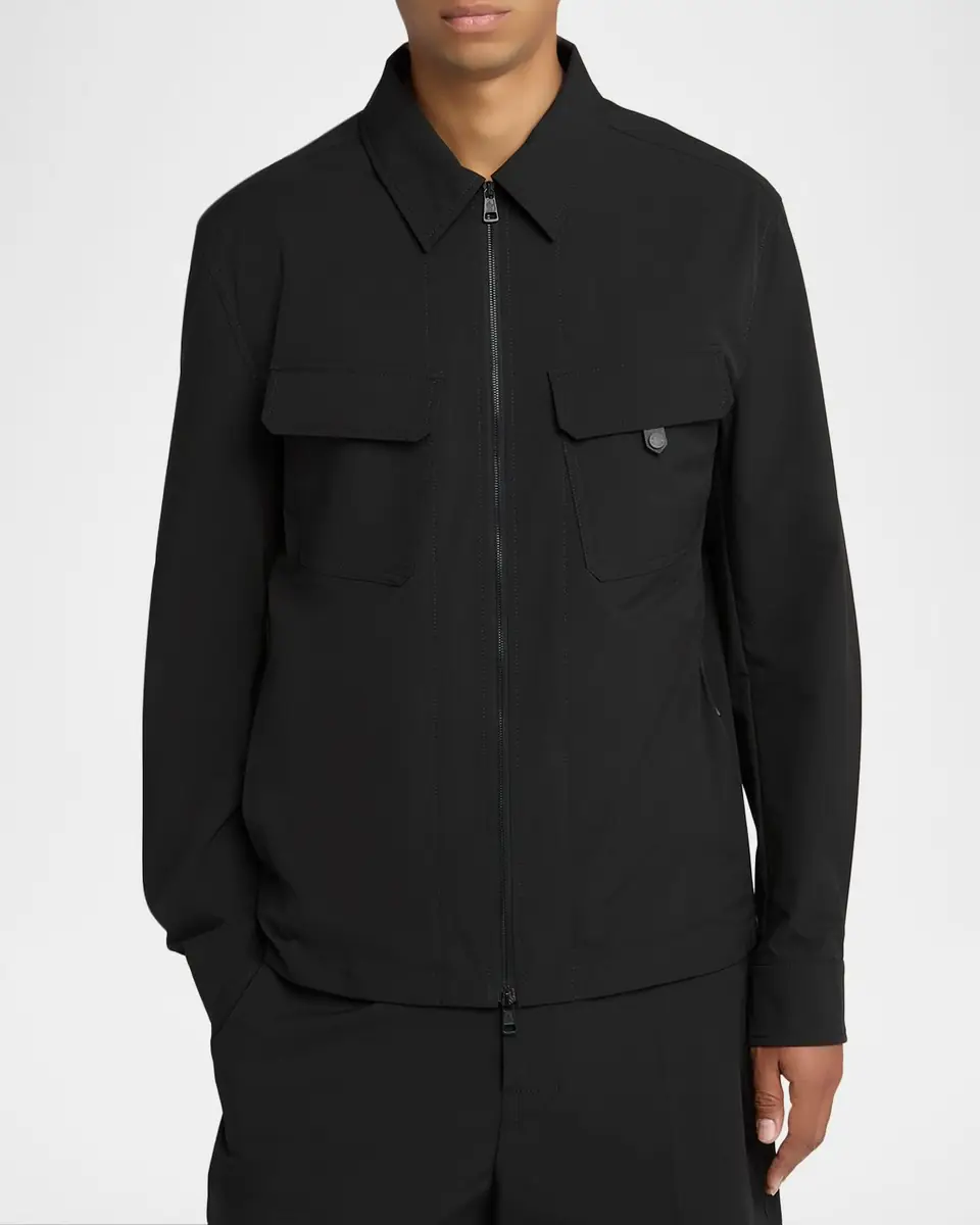 Moncler Men's Polyester Double Pocket Full-Zip Shirt Jacket | Thumbnail 4 Moncler Men's Polyester Double Pocket Full-Zip Shirt Jacket | Thumbnail 4