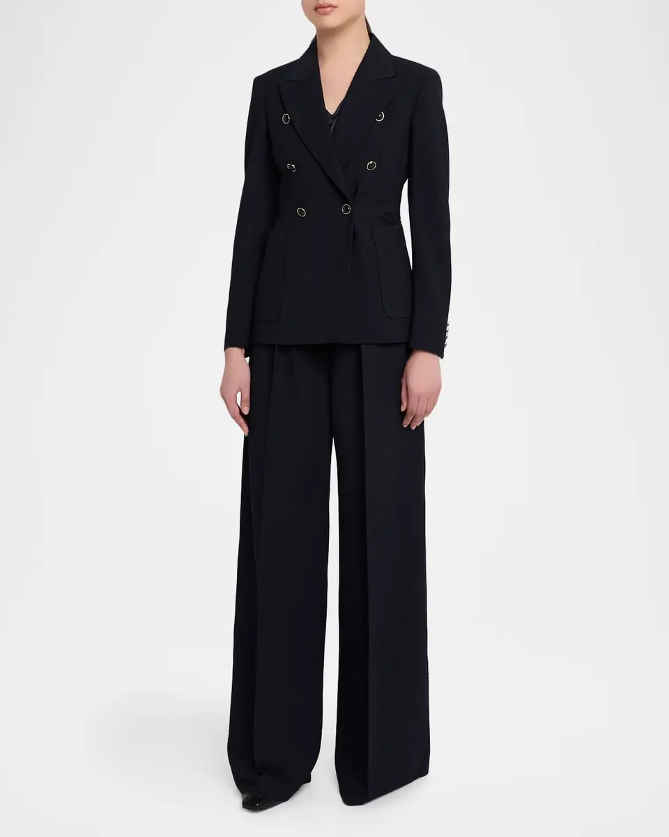 Max Mara Ricetta Double-Breasted Seersucker Blazer | Thumbnail 2 Max Mara Ricetta Double-Breasted Seersucker Blazer | Thumbnail 2