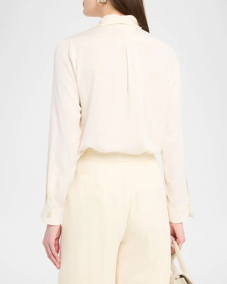 Max Mara Colmo Tie-Neck Silk Blouse | Thumbnail 3 Max Mara Colmo Tie-Neck Silk Blouse | Thumbnail 3