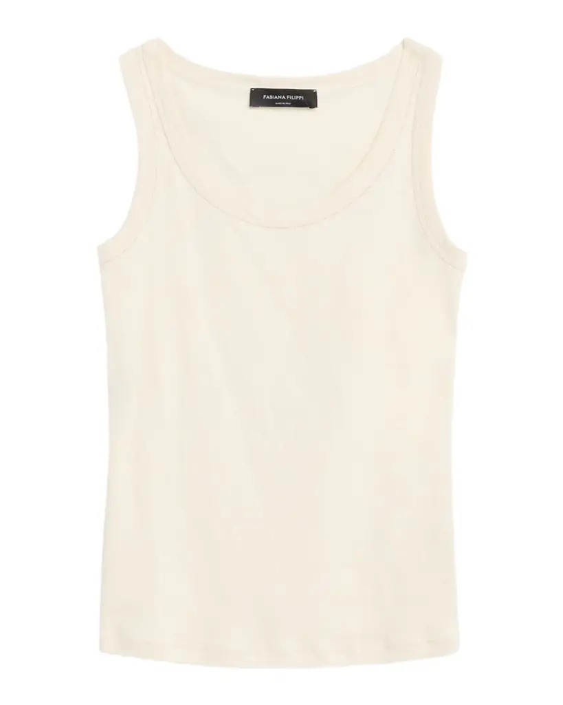 FABIANA FILIPPI Shimmer-Trim Ribbed Jersey Tank Top | Image 1 FABIANA FILIPPI Shimmer-Trim Ribbed Jersey Tank Top | Image 1