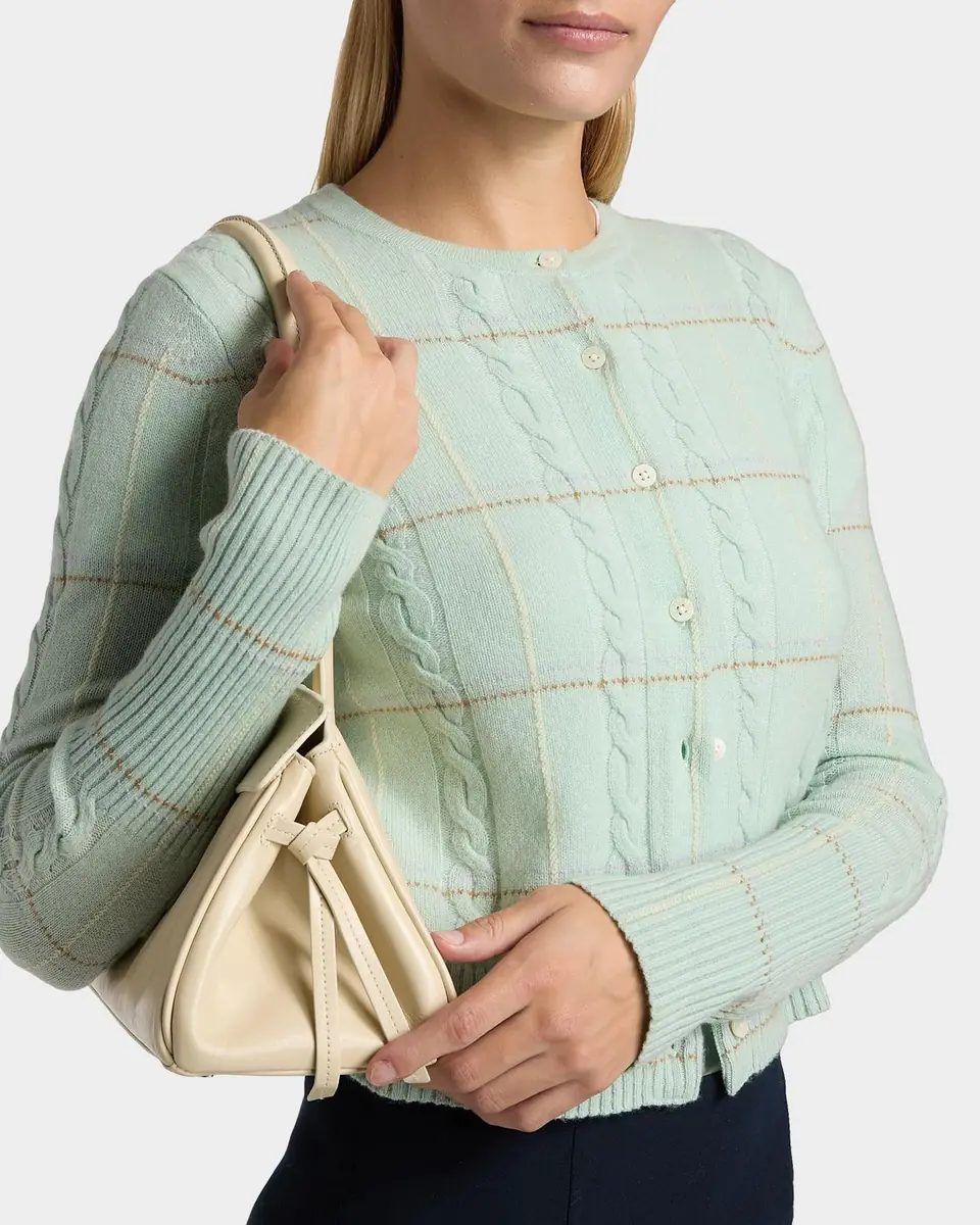 Guest in Residence Jane Plaid Cable-Knit Crewneck Cardigan | Thumbnail 5