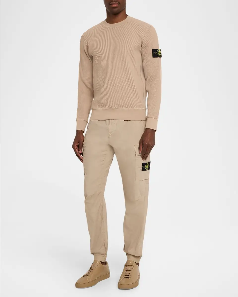 Stone Island Men's Cotton Waffle Knit Sweatshirt | Thumbnail 2 Stone Island Men's Cotton Waffle Knit Sweatshirt | Thumbnail 2