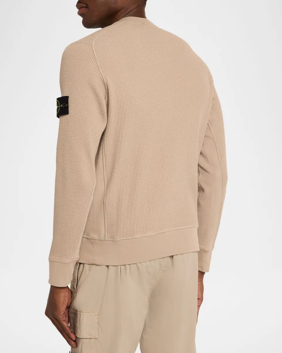 Stone Island Men's Cotton Waffle Knit Sweatshirt | Thumbnail 3 Stone Island Men's Cotton Waffle Knit Sweatshirt | Thumbnail 3