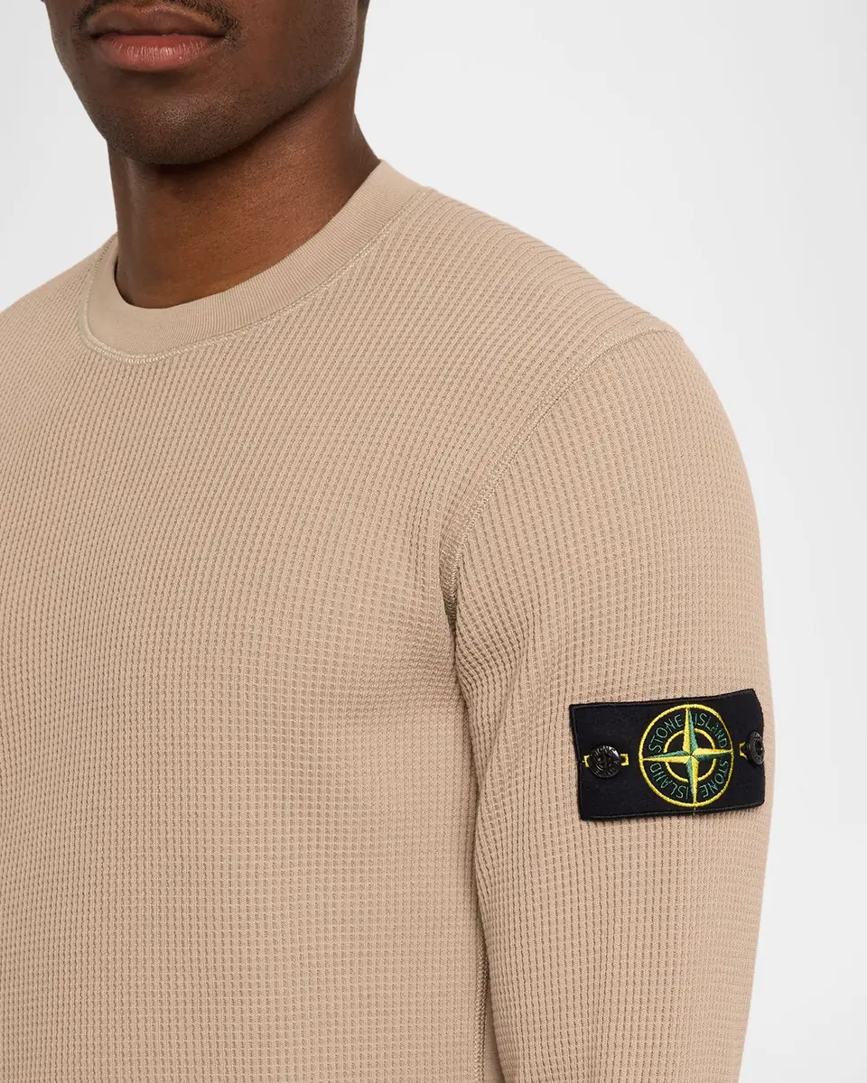 Stone Island Men's Cotton Waffle Knit Sweatshirt | Thumbnail 5 Stone Island Men's Cotton Waffle Knit Sweatshirt | Thumbnail 5