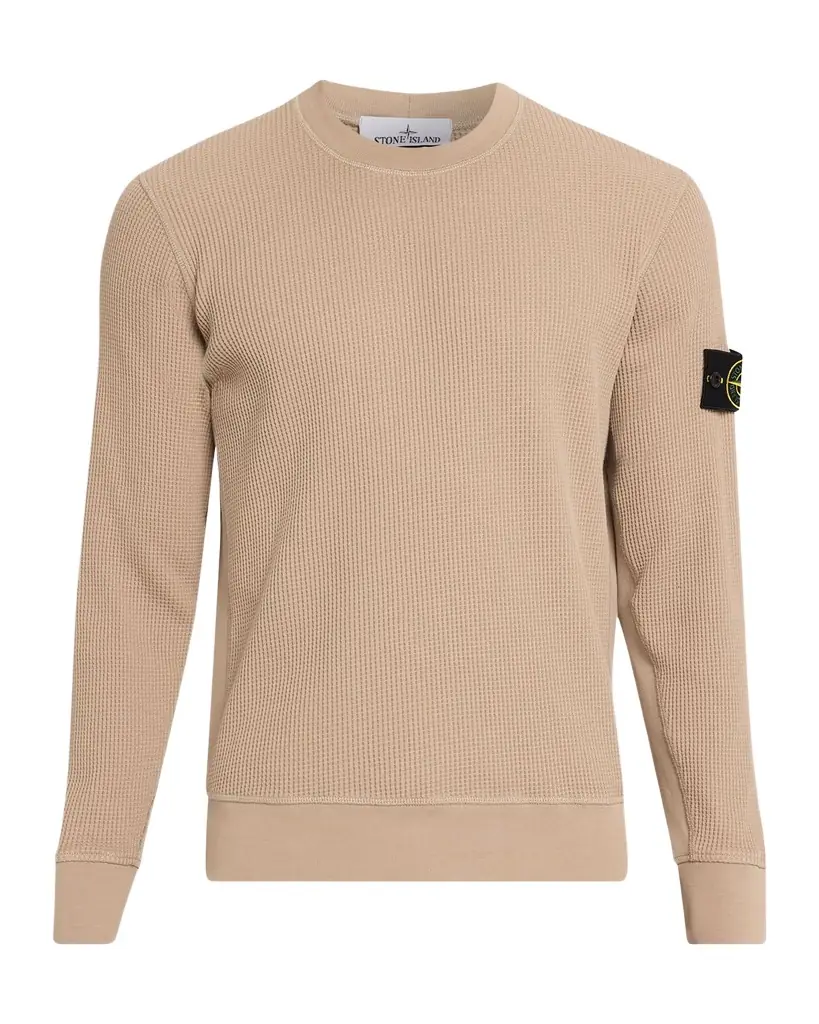 Stone Island Men 's Cotton Waffle Knit Sweatshirt | Image 1 Stone Island Men 's Cotton Waffle Knit Sweatshirt | Image 1